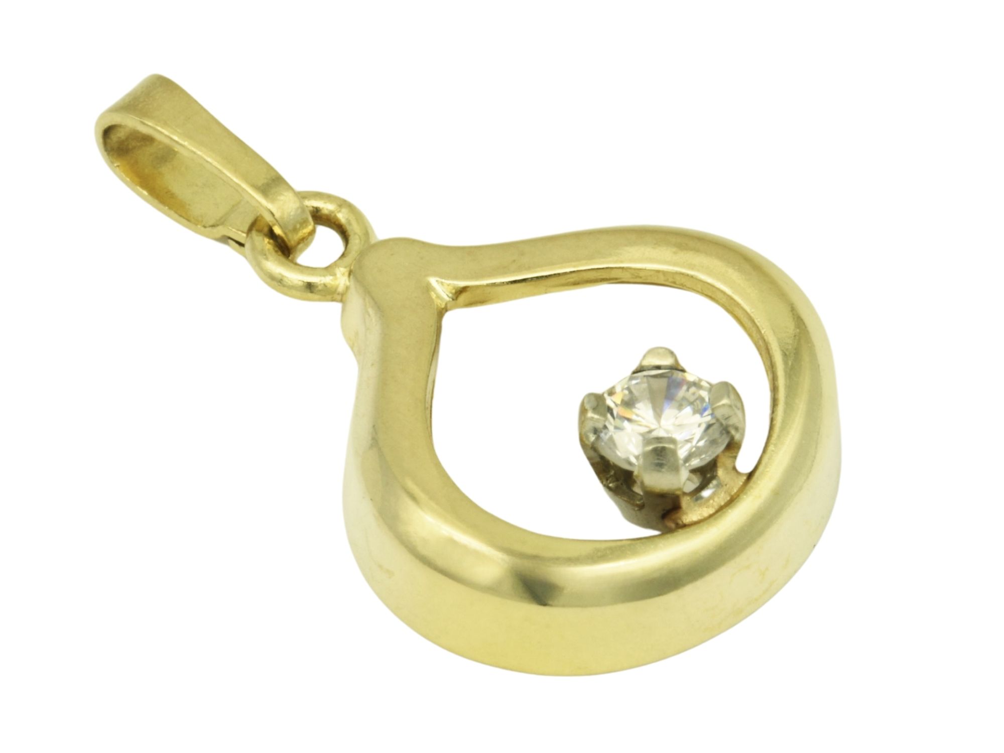 Anhänger Gold Zirkonia - Gelbgold poliert - Zirkonia Weiß