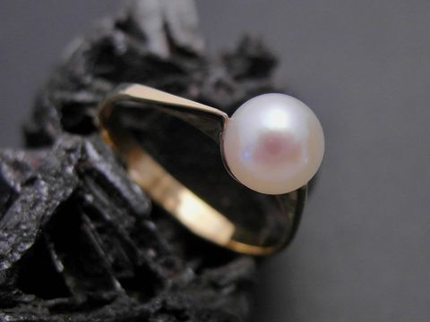 Gold Perlen Ring bemerkenswert Gr. 57 Zuchtperle 6,5 mm Gold 585 Hersteller Juwelier Harnisch bis Gr. 58/18,5