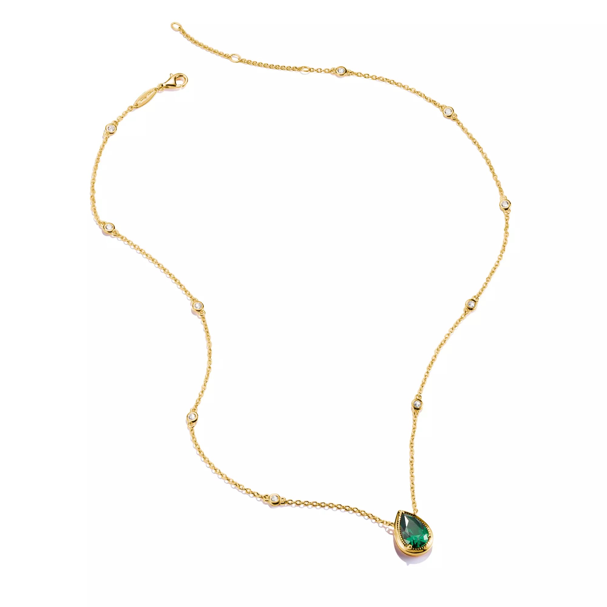 Thomas Sabo ELYNDRA Kette 45 - 50 cm - 750/- Gold auf Silber & Glas-Keramik Stein & Zirkonia - Grün – Ansicht 3