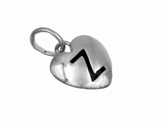Anhänger Herz Buchstabe Z - 925 Sterling Silber - poliert - rhodiniert, Hersteller: Juwelier Harnisch, Buchstabe Z, ideal für Halsketten oder Armbänder.