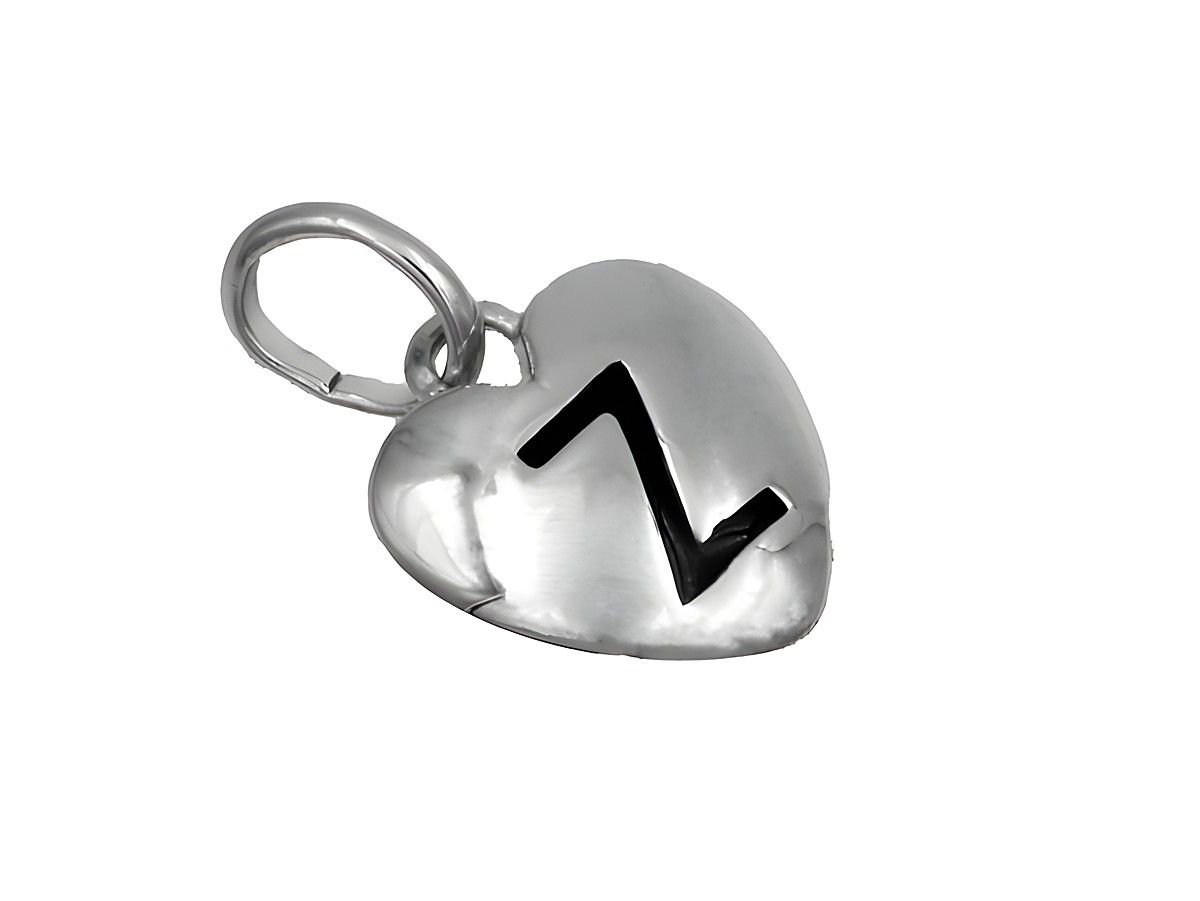 Anhänger Herz Buchstabe Z - 925 Sterling Silber - poliert - rhodiniert, Hersteller: Juwelier Harnisch, Buchstabe Z, ideal für Halsketten oder Armbänder.