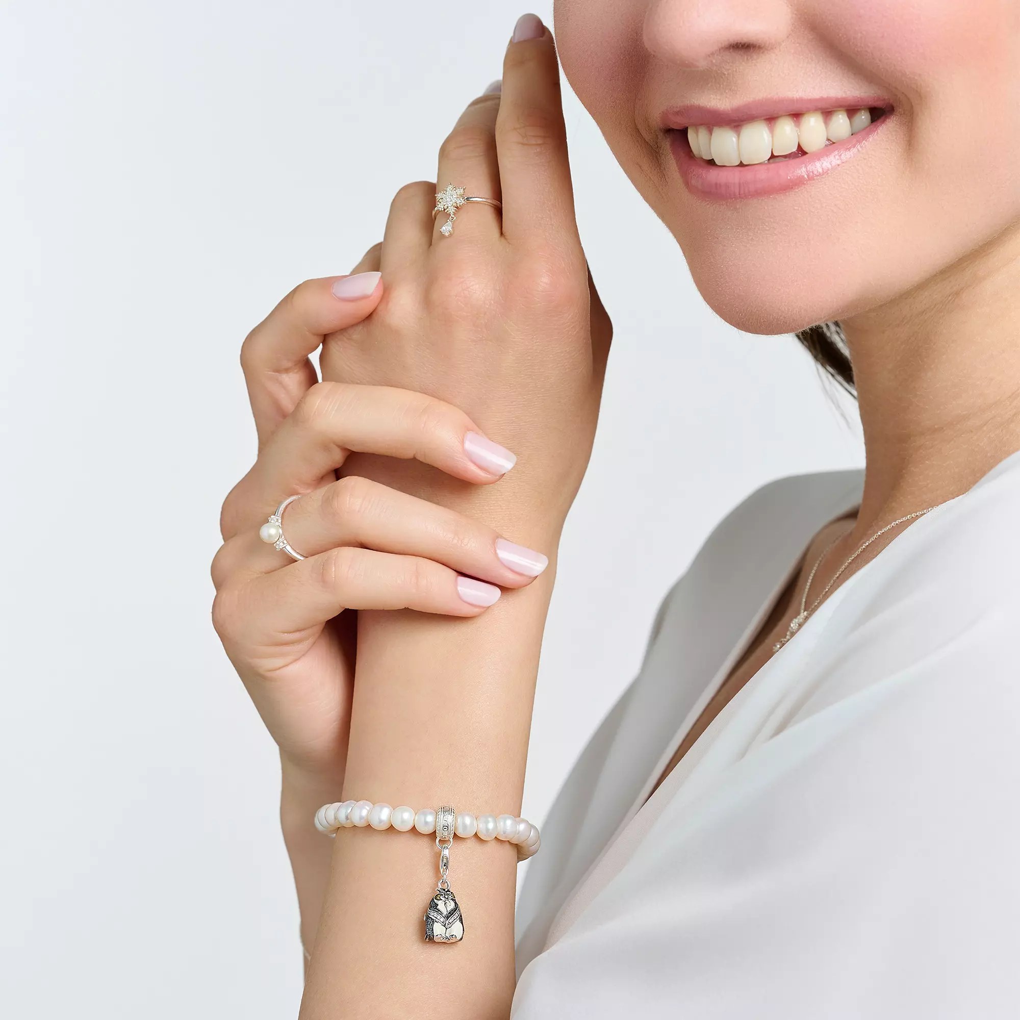 Thomas Sabo Charm-Anhänger - Sterling Silber - geschwärzt + Kaltemail + Zirkonia - Pinguine – Ansicht 4