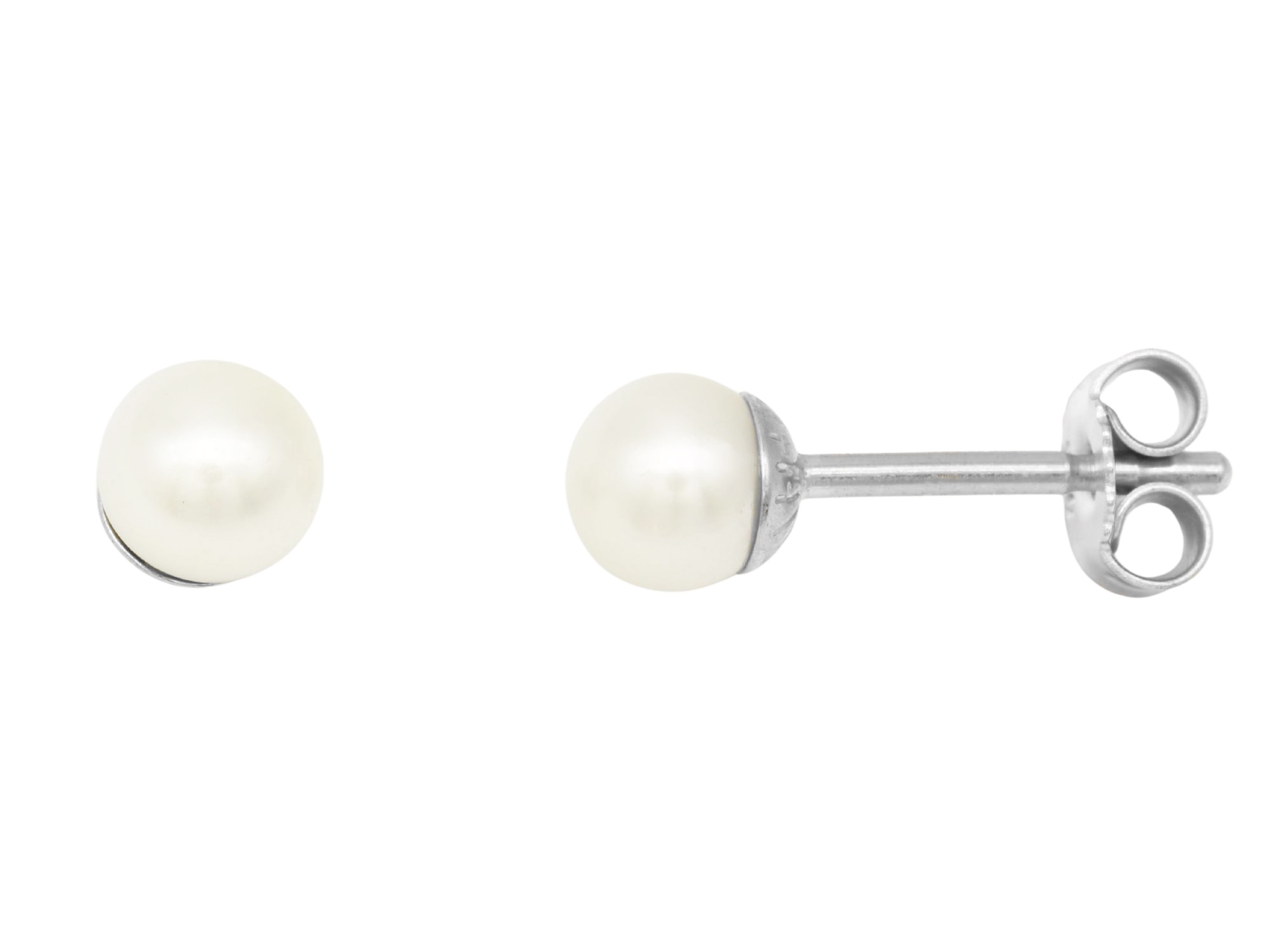 Ohrring Perlen Ohrstecker - Sterling Silber rhodiniert - Zuchtperlen 4,5-5 mm