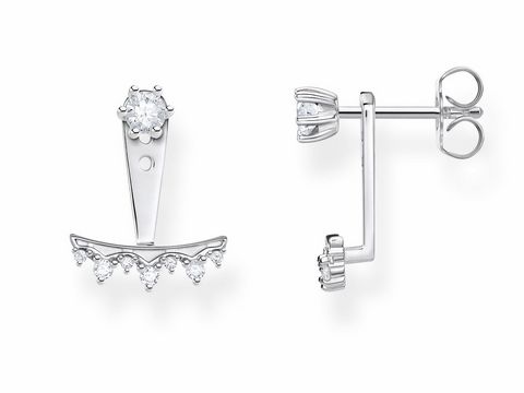 Öhrstecker aus Silber der Thomas Sabo Charming Collection mit Krone Design, verziert mit klaren Zirkonia, für einen eleganten Look, 1 Stück, Ohrschmuck im modernen Stil.