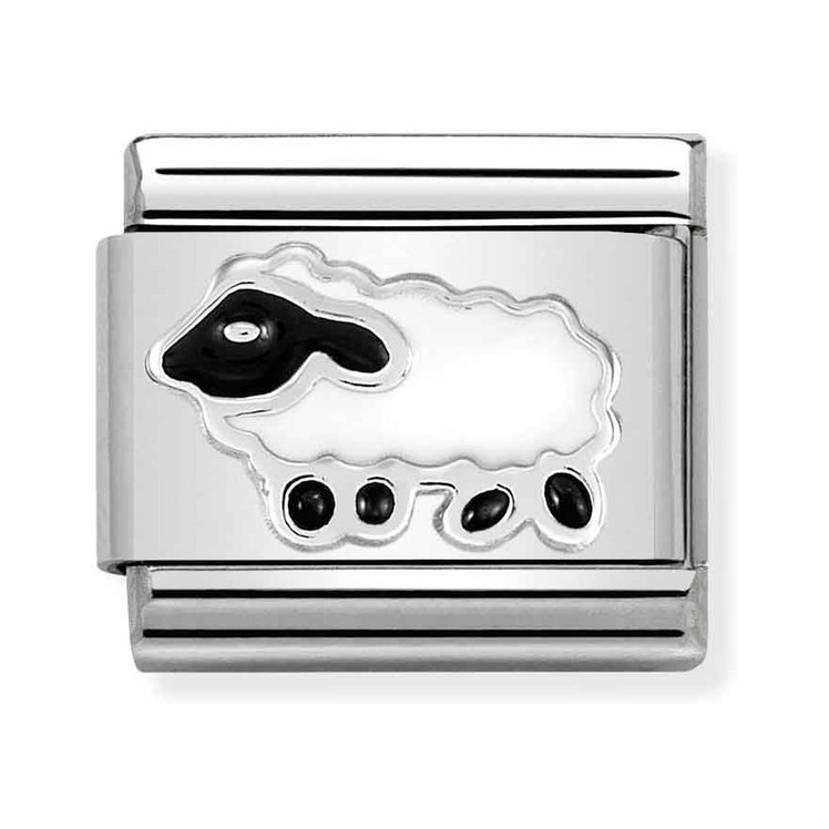 Nomination Composable Classic Charm Schaf weiß - Edelstahl, Silber 925, Emaille