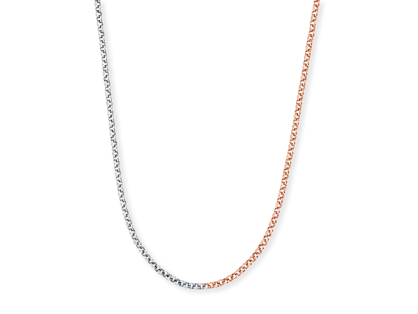 Bicolor Erbskette aus Silber und roségold vergoldet mit einer Länge von 50 cm, gefertigt von Engelsrufer, eignet sich perfekt als elegantes Accessoire für jeden Anlass.