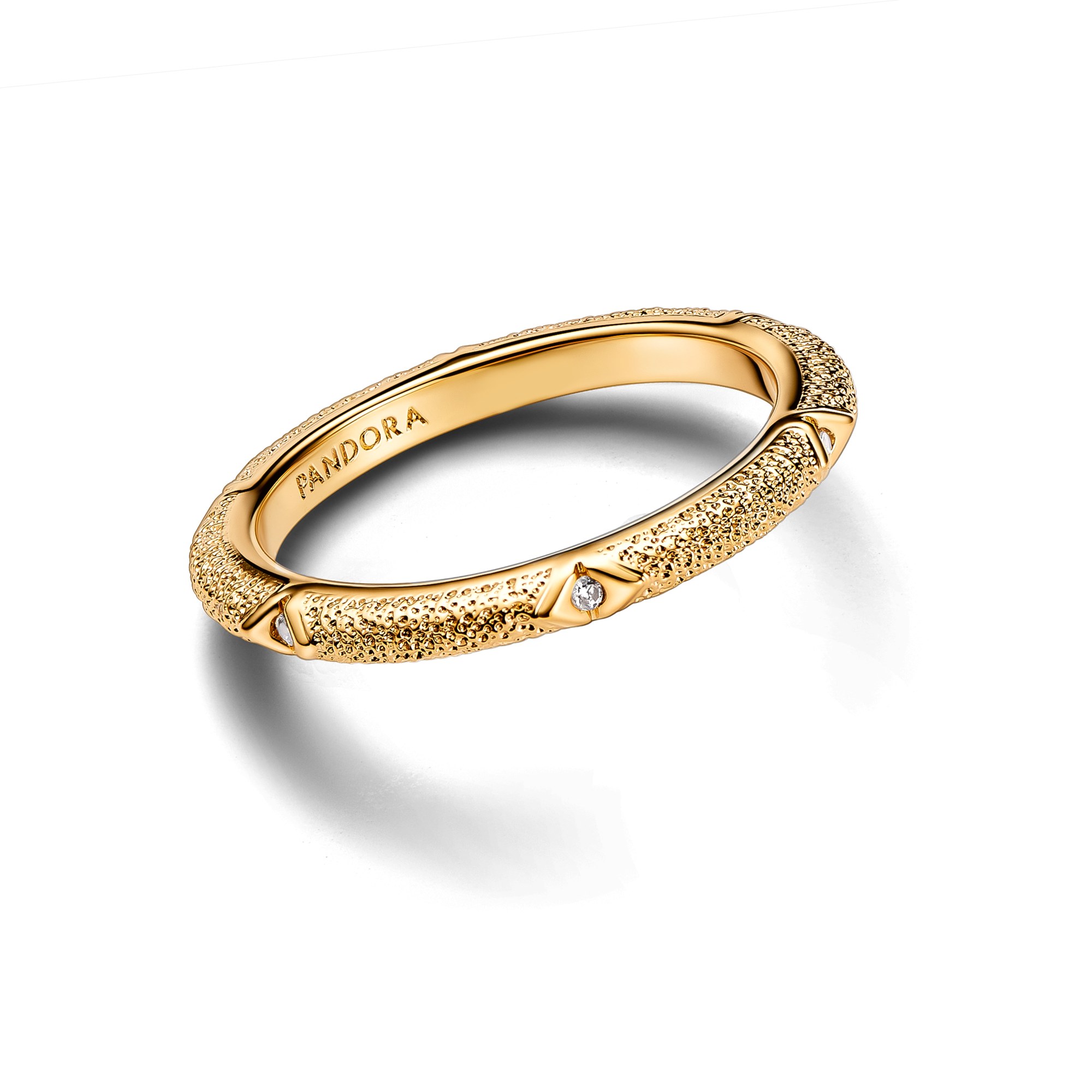 Pandora ME Struktur & Steine Ring - Gelbgold verg. - Zirkonia klar – Ansicht 3