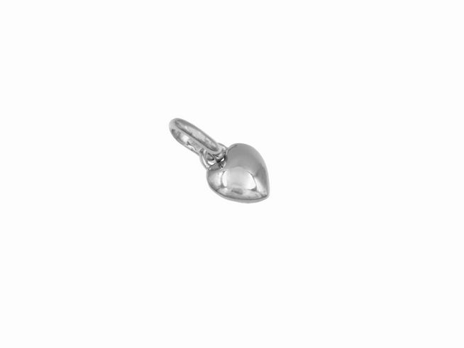 Anhänger Herz niedlich aus rhodiniertem Sterling Silber, Hersteller Juwelier Harnisch, plastisch gestaltet, ideal zum Verzieren von Schmuckstücken.