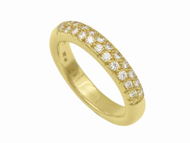 Funkelnder Gelbgold Ring aus Gelbgold 750 mit 0,42 ct lupenreinen Brillanten, Größe 58, Hersteller: Juwelier Harnisch, bis Größe 58/18,5.