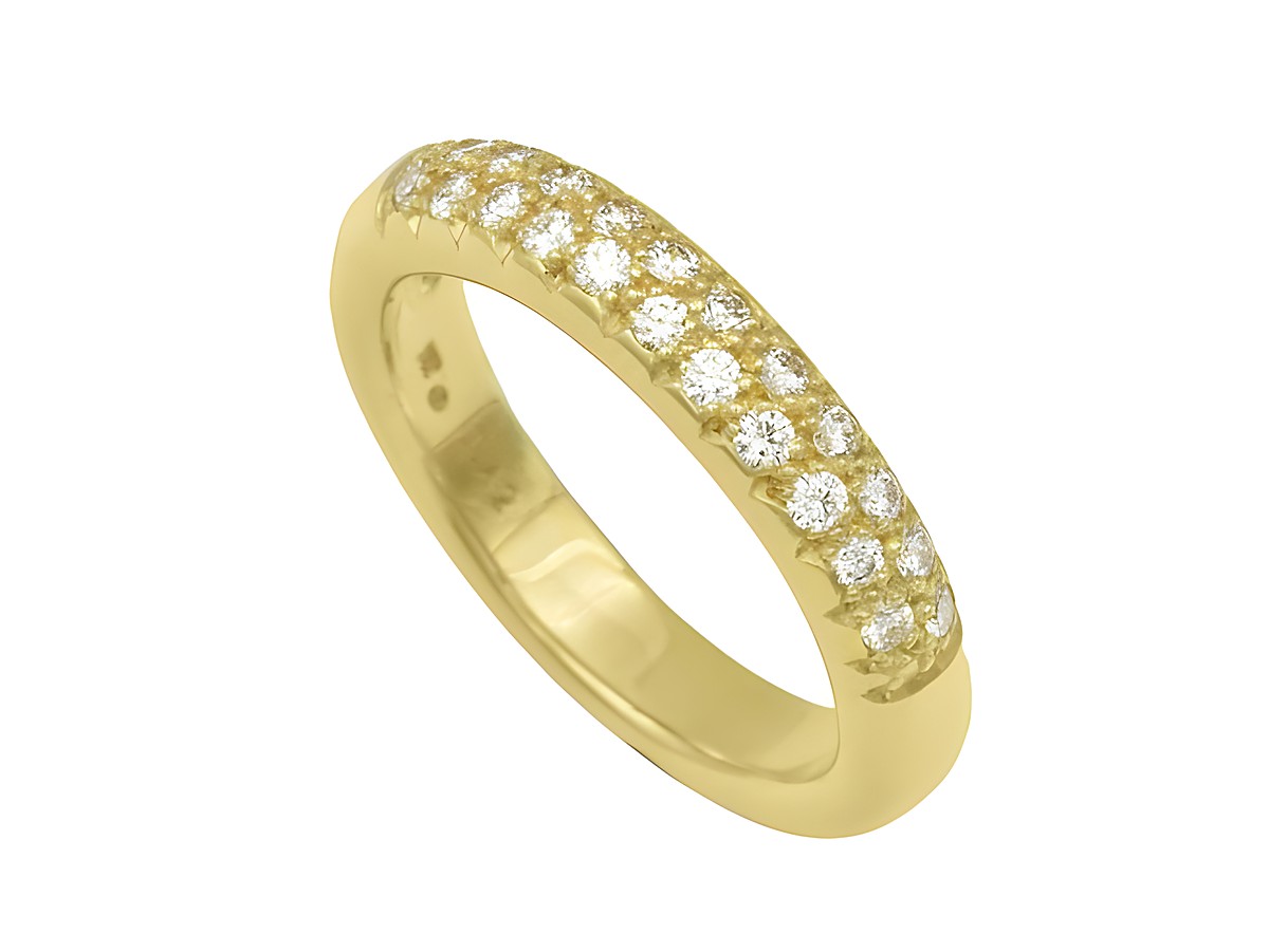 Funkelnder Gelbgold Ring aus Gelbgold 750 mit 0,42 ct lupenreinen Brillanten, Größe 58, Hersteller: Juwelier Harnisch, bis Größe 58/18,5.
