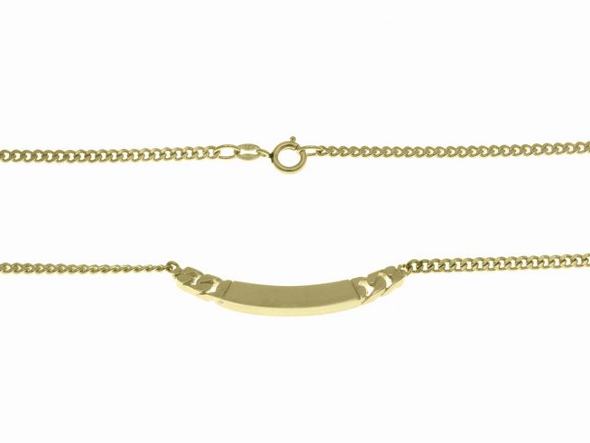 Collierkette mit Mittelteil in 333 Gelbgold im Retro-Stil, 39 cm lang, Hersteller Juwelier Harnisch, eleganter Schmuck mit einem schlichten, geschwungenen Mittelteil.