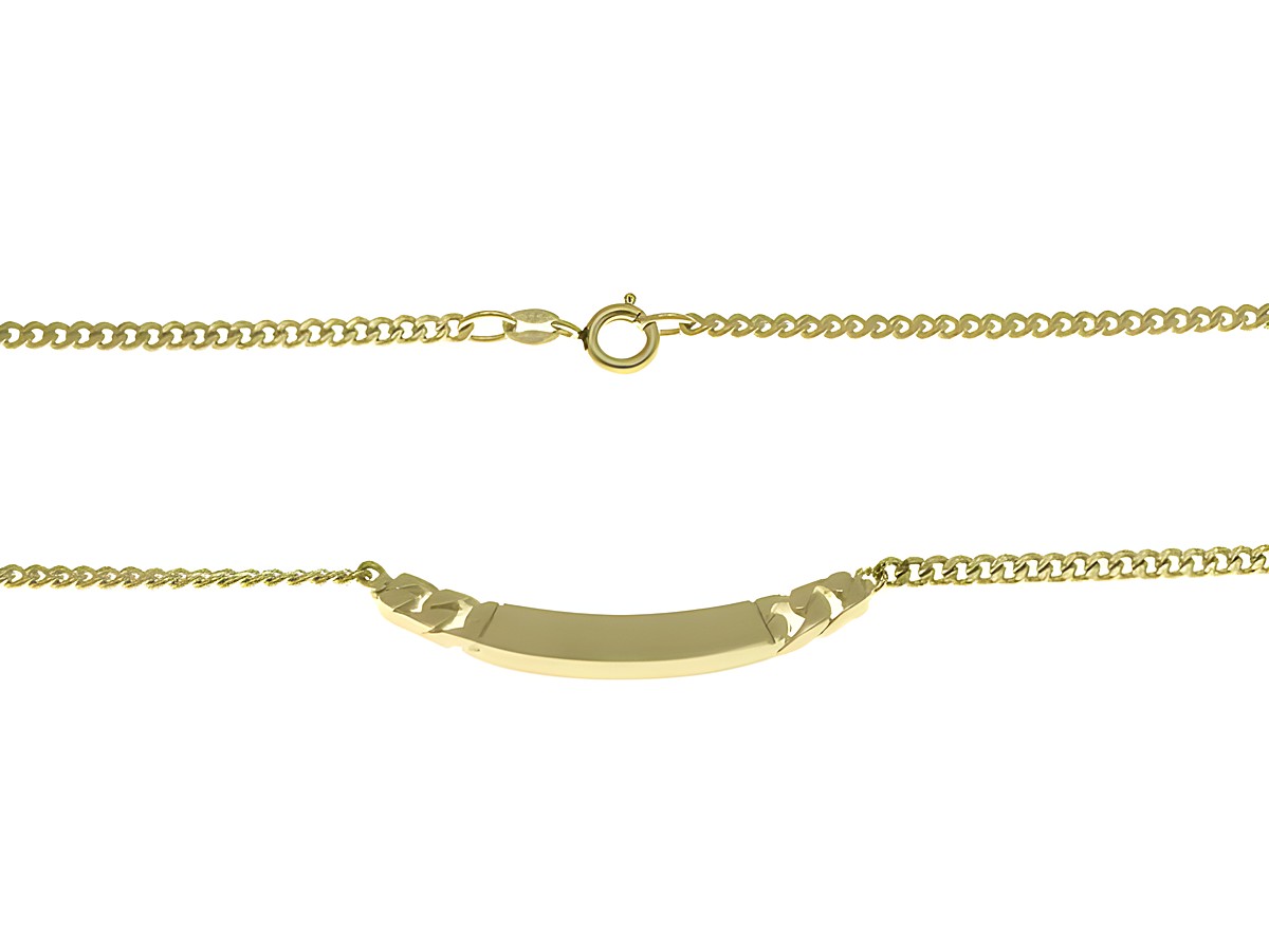 Collierkette mit Mittelteil in 333 Gelbgold im Retro-Stil, 39 cm lang, Hersteller Juwelier Harnisch, eleganter Schmuck mit einem schlichten, geschwungenen Mittelteil.