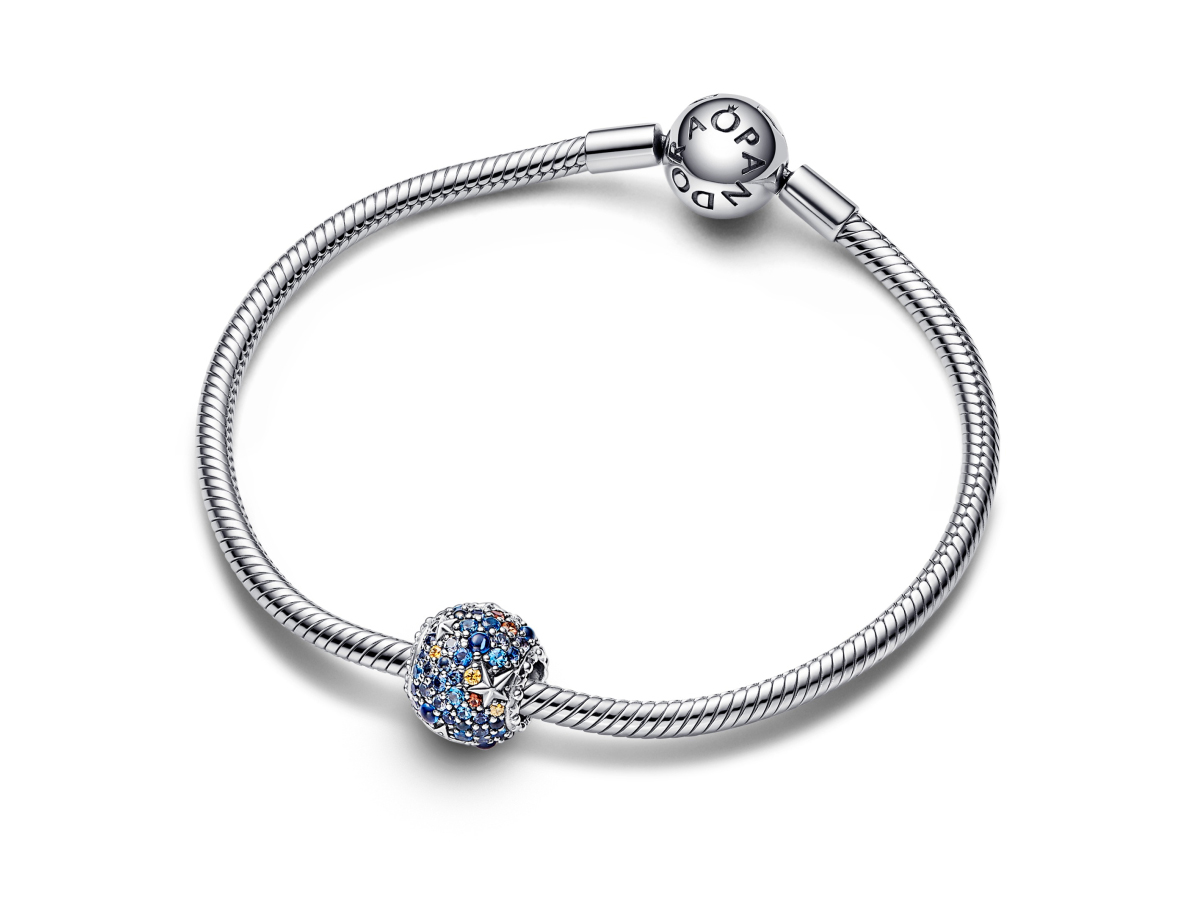 Pandora 792436C01 Charm Planet Merkur aus Sterling Silber mit multicolor Steinen, ideal für die individuelle Gestaltung Ihres Charm-Armbands, Neuheiten von Pandora.