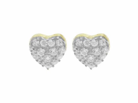 Ohrringe Stecker in Herzform aus Gold 333, glamourös besetzt mit Zirkonia, Hersteller Juwelier Harnisch. Perfekt für einen funkelnden Auftritt.