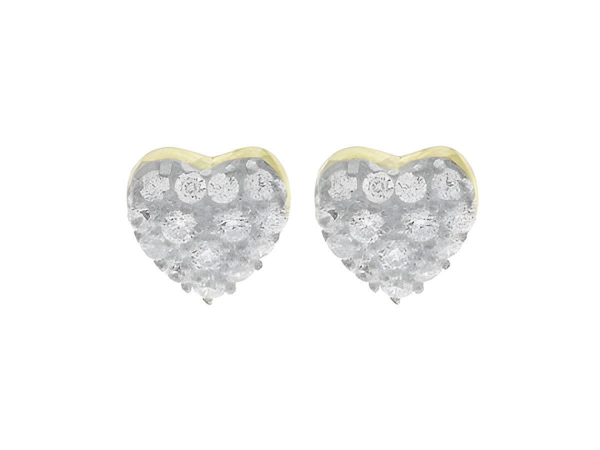 Ohrringe Stecker in Herzform aus Gold 333, glamourös besetzt mit Zirkonia, Hersteller Juwelier Harnisch. Perfekt für einen funkelnden Auftritt.