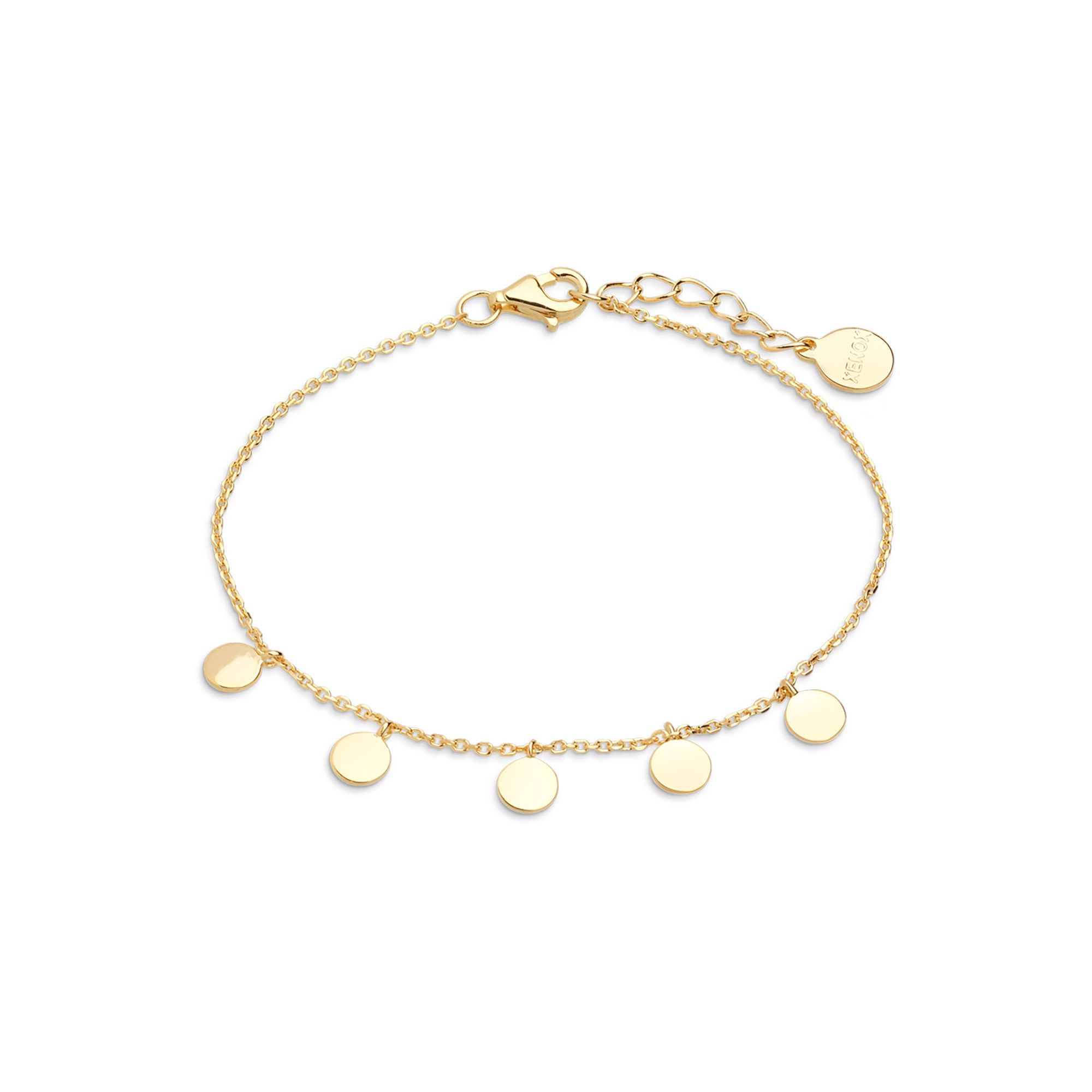 XENOX Sterling Silber Armband - 18,5 cm - GRAVUR - Gelbgold vergoldet Ankerkette – Ansicht 2