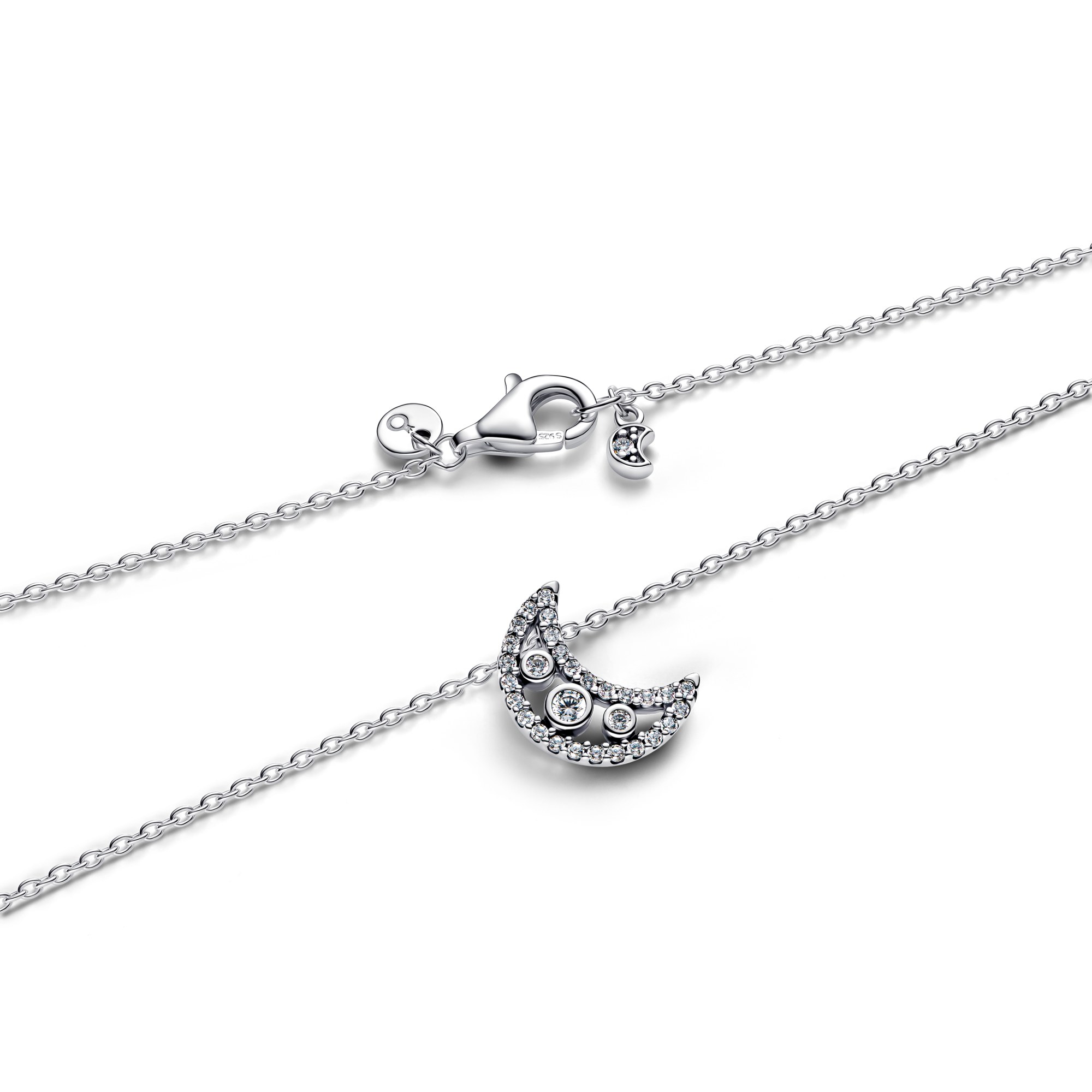 Pandora Mondsichel Anhänger-Halskette - Sterling Silber - Zirkonia - 50 cm – Ansicht 3