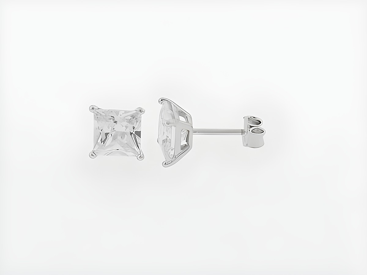 Silber Ohrringe in quadratischer Form, 10 mm Größe, mit Zirkonia in Stecker-Design, Hersteller Juwelier Harnisch, elegantes Schmuckstück für jeden Anlass.