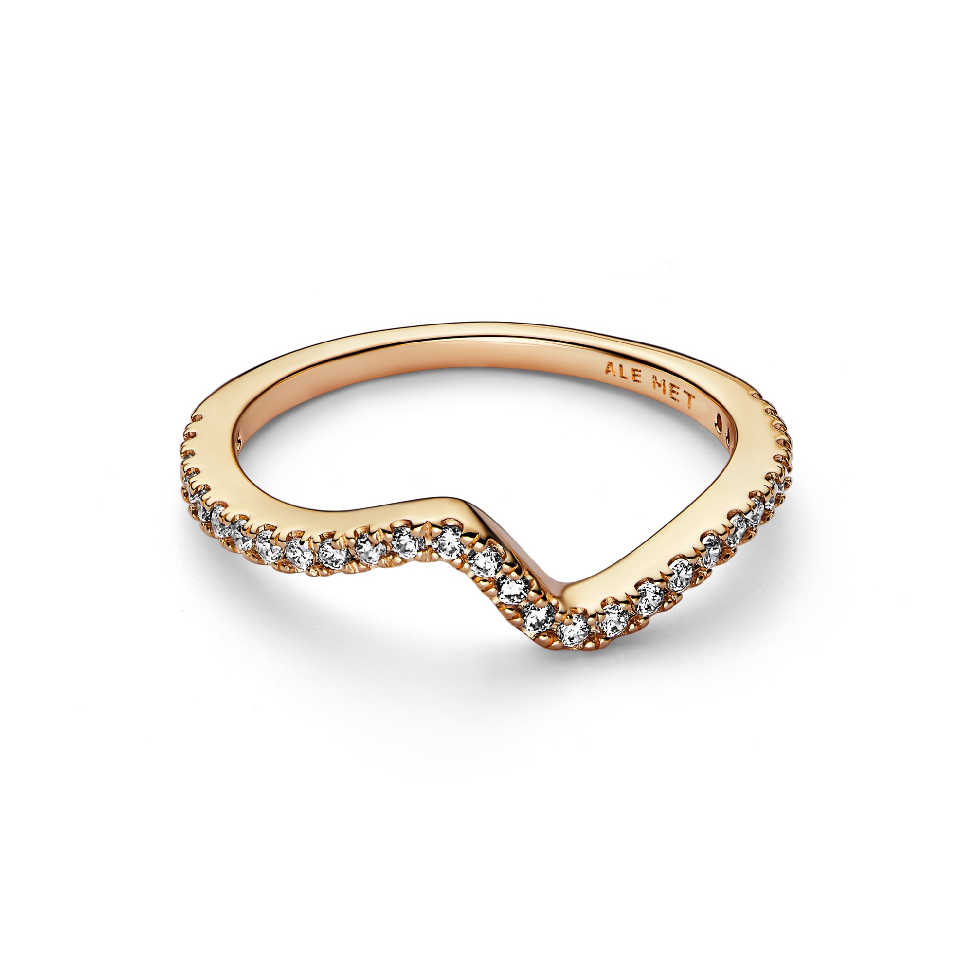 Pandora Ring - Funkelnder Wellenring - Gelbgold Vergoldung - Zirkonia – Ansicht 2