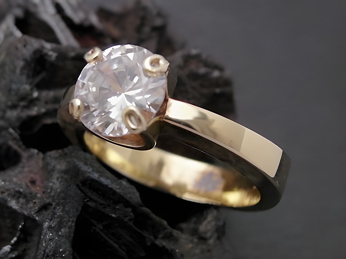 Gold Ring herausragend Gold 585 Zirkonia Goldring Gr. 54, Hersteller Juwelier Harnisch bis Gr. 54/17,5 elegant und hochwertig gestaltet mit strahlendem Zirkonia-Stein.