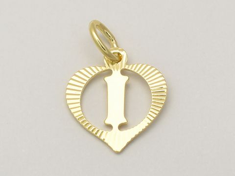Gold Anhänger in Herzform mit Buchstabe I, diamantiert, aus 333 Gold, Hersteller Juwelier Harnisch. Ideal für eine persönliche Note.