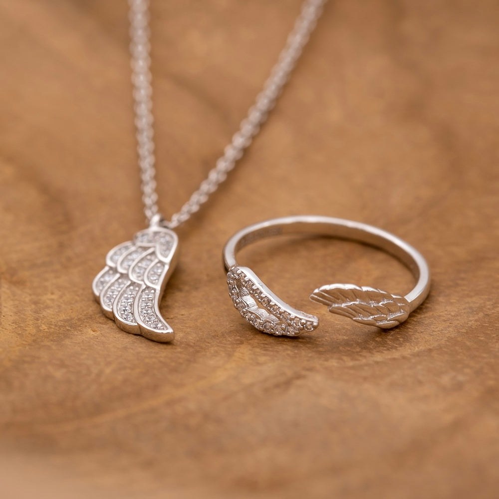 Engelsrufer LILWING Kette Flügel mit Zirkonia - Silber rhodiniert 40 cm – Ansicht 3