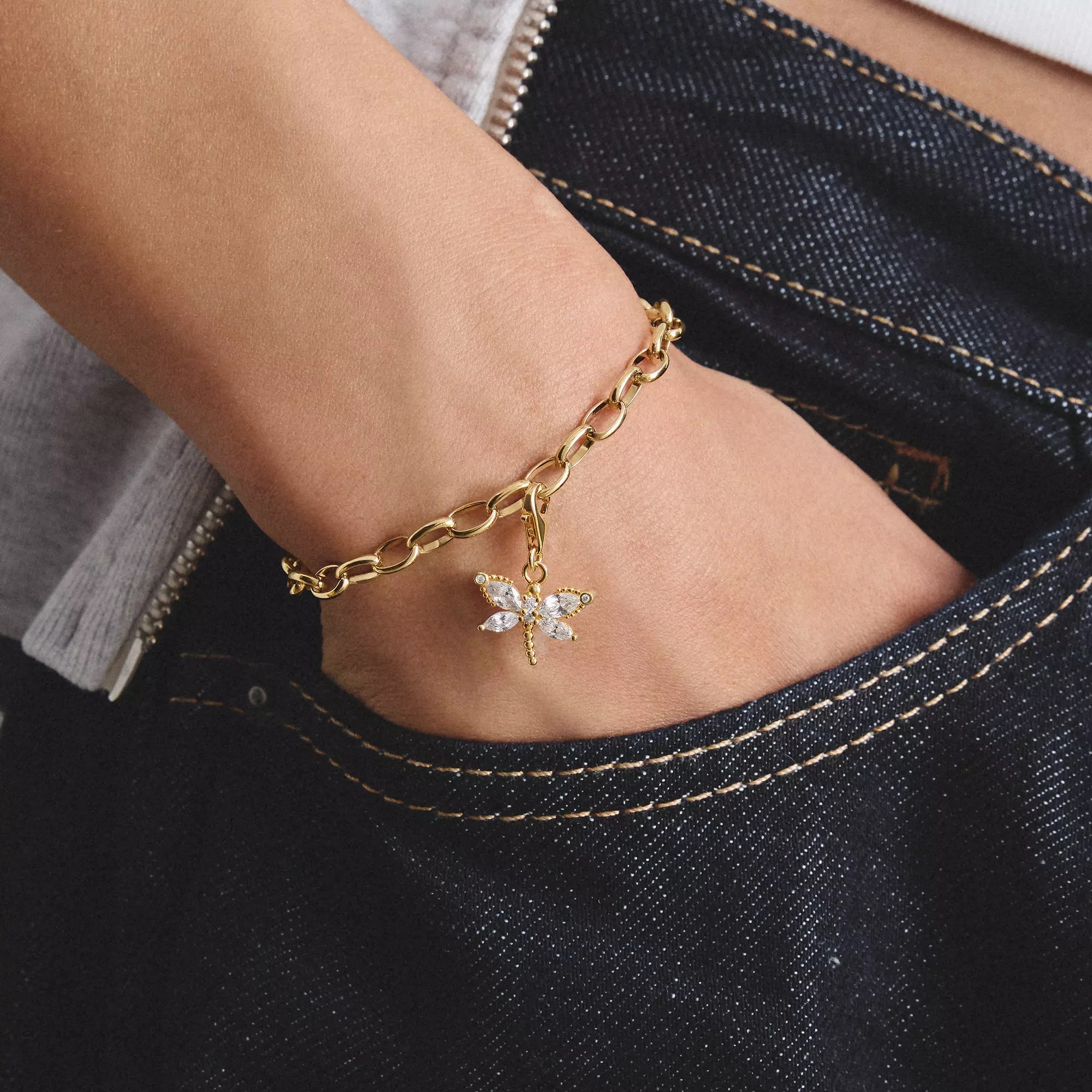 Thomas Sabo Charm Libelle - 18k Gelbgold Vergoldung - Zirkonia – Ansicht 4