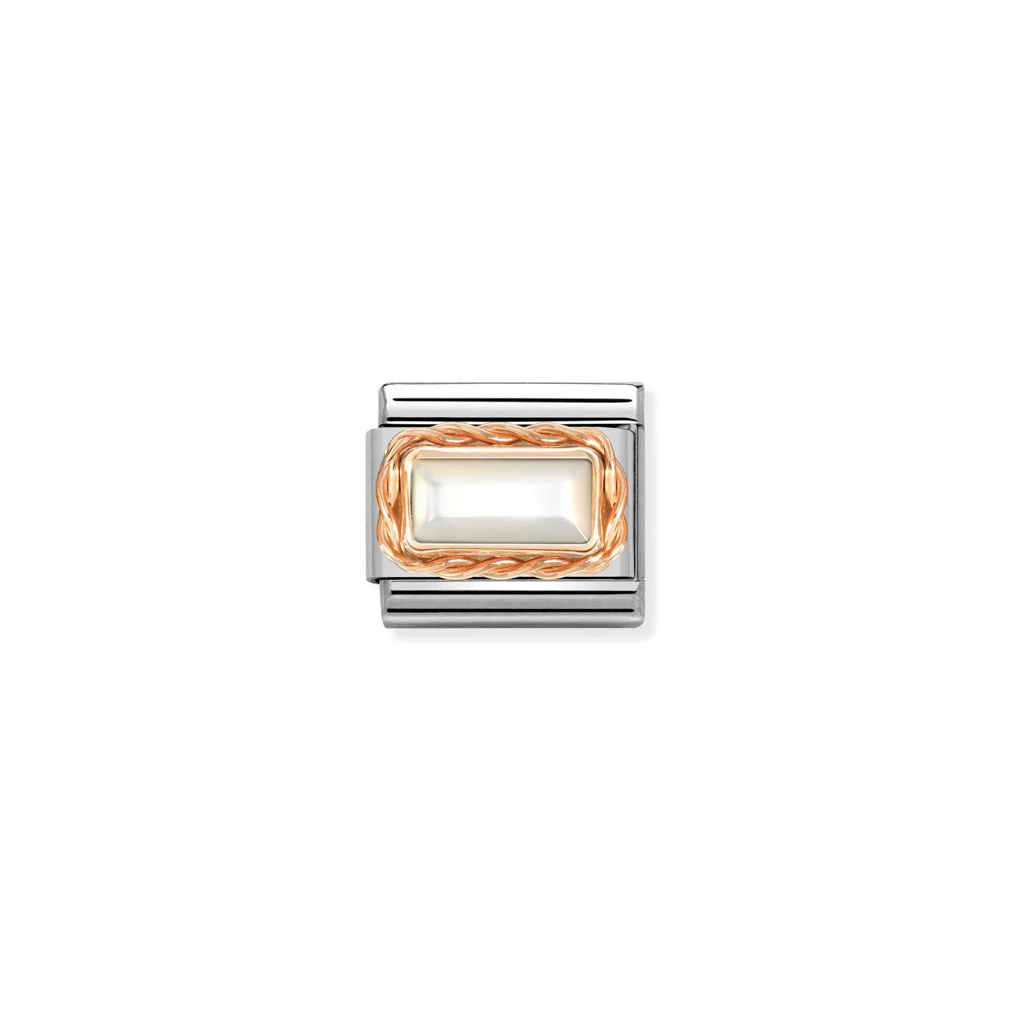 Nomination Composable Classic Charm Kordel Perlmutt weiß - Edelstahl, Gold 375 Roségold
