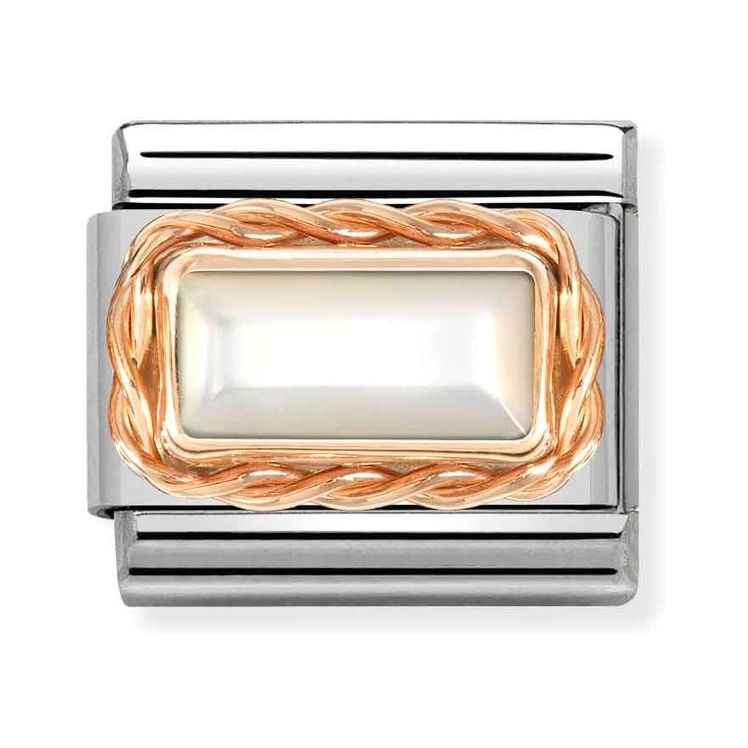 Nomination Composable Classic Charm Kordel Perlmutt weiß - Edelstahl, Gold 375 Roségold