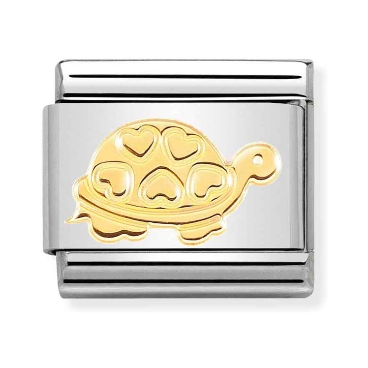 Nomination Composable Classic Charm Schildkröte mit Herzen - Edelstahl, Gelbgold