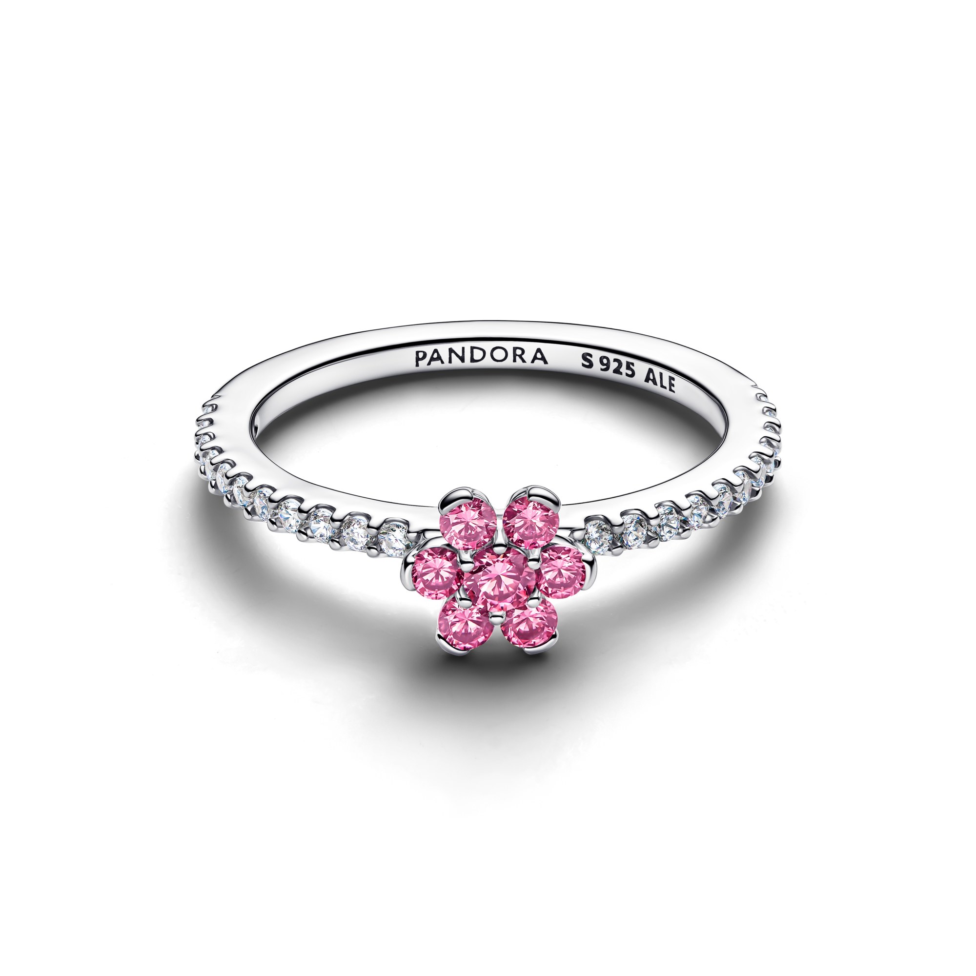 Pandora Funkelnde Rosa Blume Ring - Sterling Silber - Zirkonia Pink – Ansicht 2