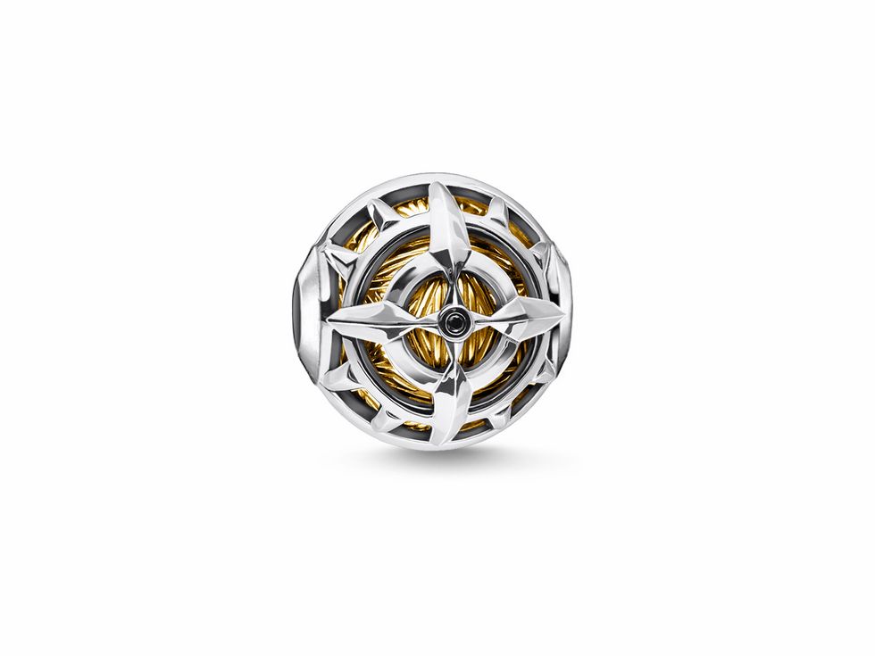 Thomas Sabo Karma Beads K0334-414-7 aus sterling Silber, vergoldet in Gelbgold, mit mehrfarbigen Zirkonia und komplexem Design, ideal für stilvolle Schmuckkombinationen.