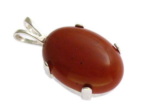 37142-0 Jaspis Cabochon in ovaler Form in Sterling Silber gefasst, Hersteller Juwelier Harnisch, idealer Anhänger für stilvolle Schmuckdesigns.