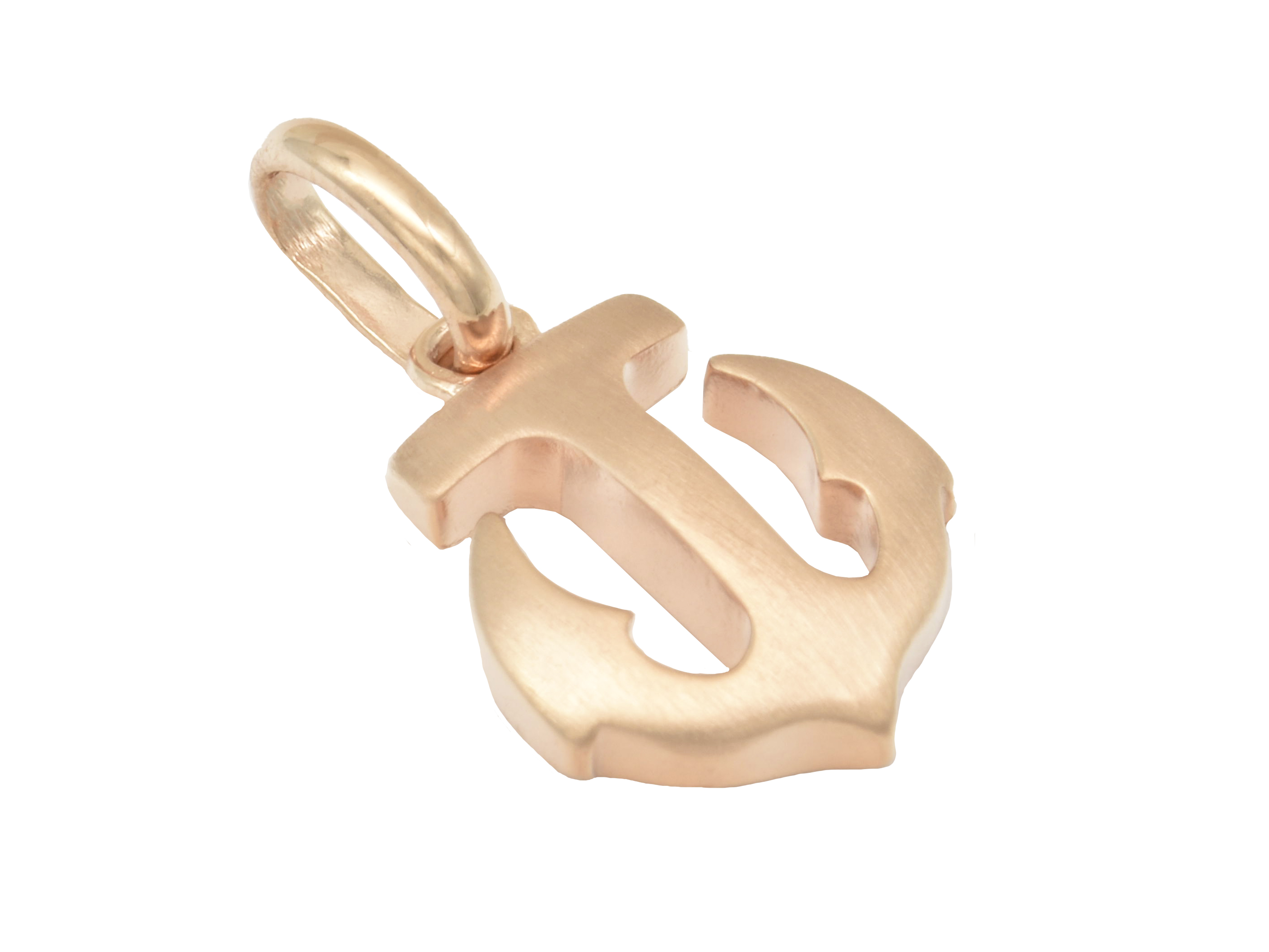 Anker Anhänger aus teilmattiertem Sterling Silber, roségold vergoldet, maritime Schmuckdesign von Juwelier Harnisch, ideal für Seefahrtsliebhaber.