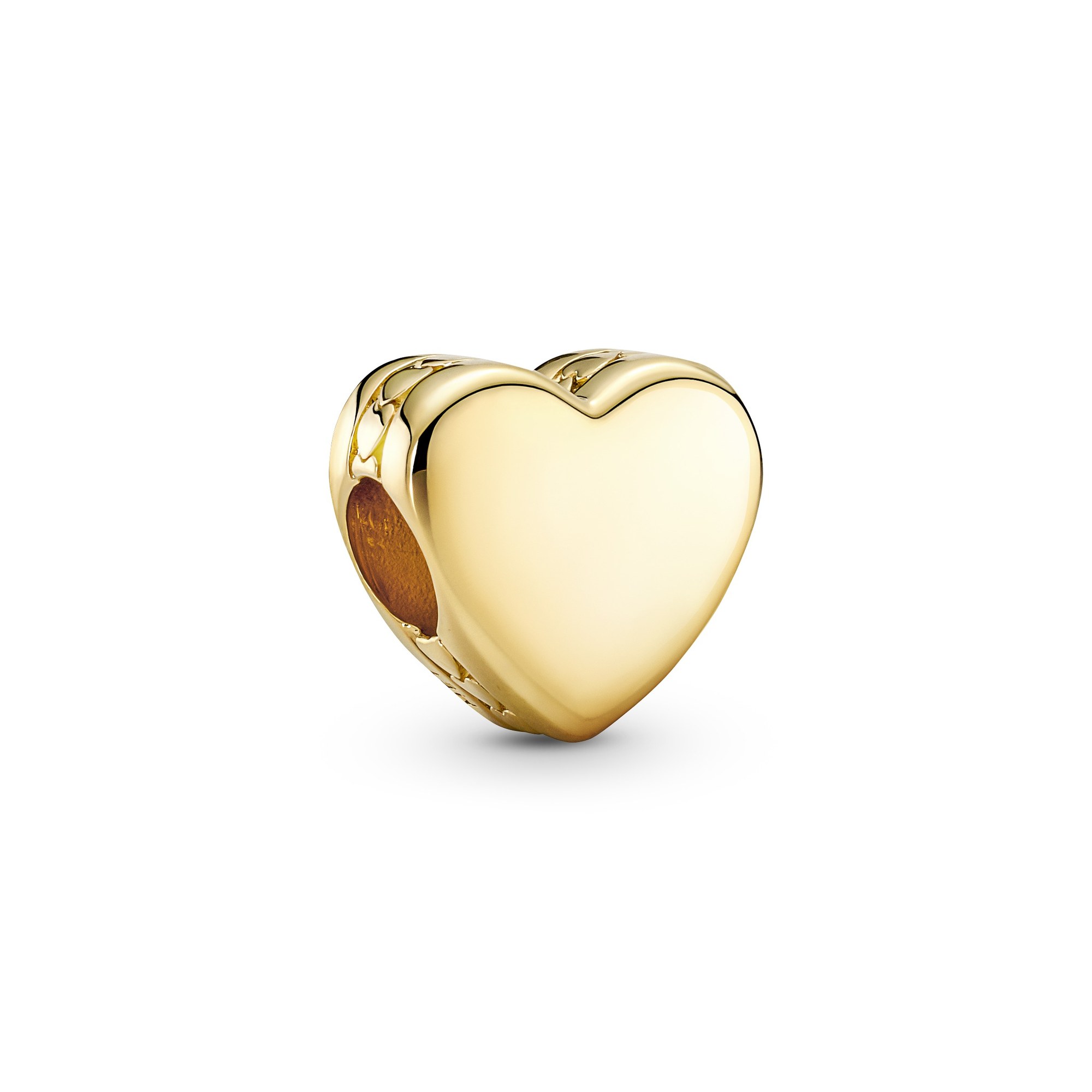 Pandora gravierbarer Herz-Charm - Gelbgold vergoldet inkl. Gravur - BEIDSEITIG
