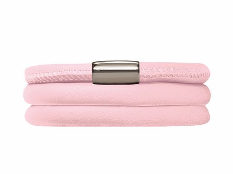 Endless Lederarmband in rosa mit dreifach gewickeltem Design aus hochwertigem Edelstahl Silber, Hersteller Endless, ideal für modische Akzente.