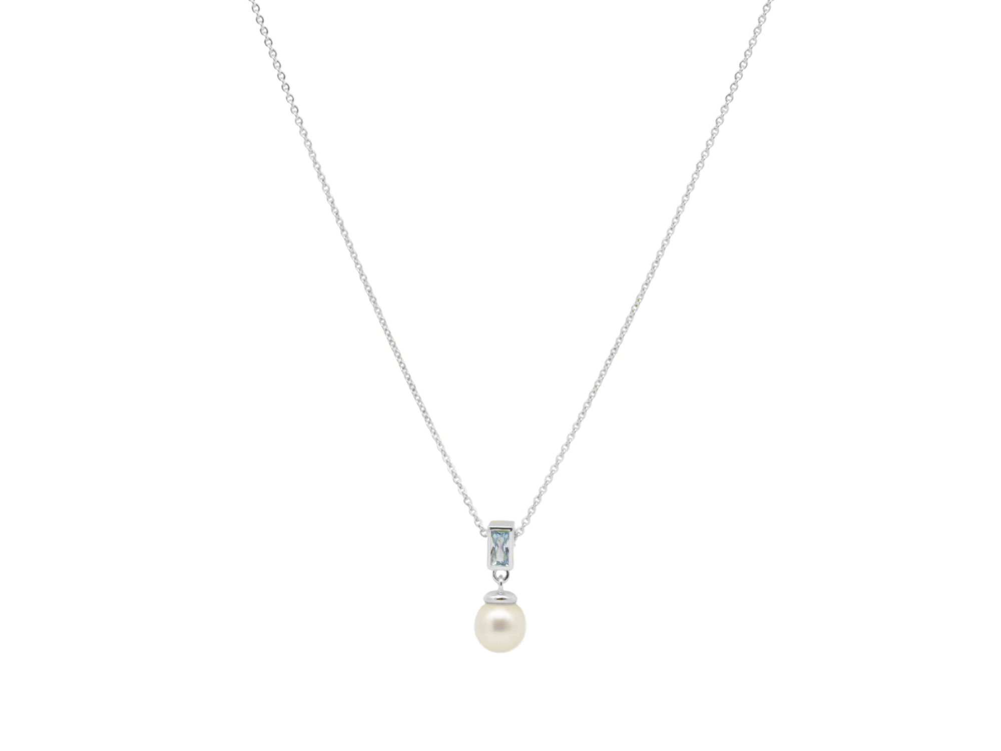 Kette Perle inkl. Anhänger - Sterling Silber rhodiniert - Zuchtperle - 42+45 cm