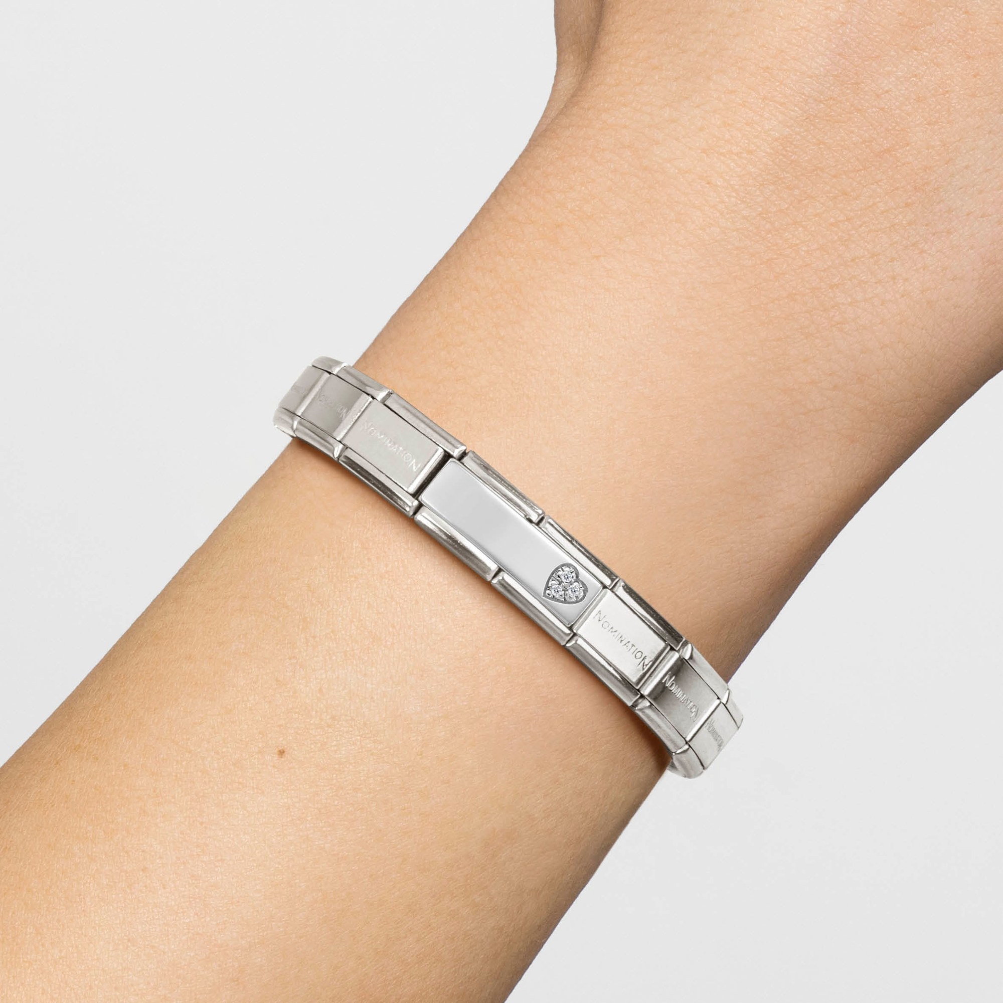 Nomination Composable Classic Double Charm Herz Zirkonia - Edelstahl, Sterling Silber, Zirkonia – Ansicht 2