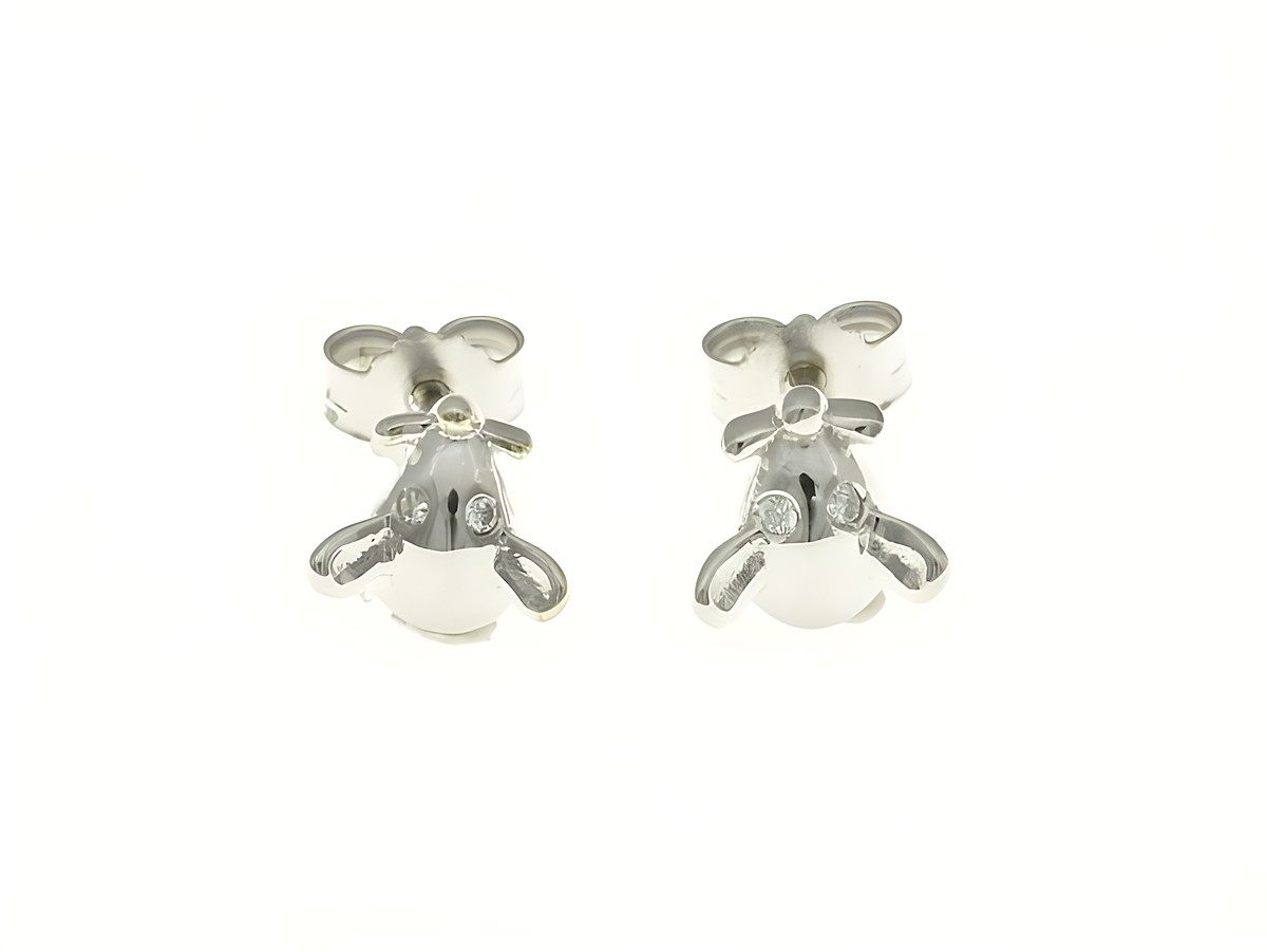 Maus Ohrstecker aus rhodiniertem Sterling Silber mit Zirkonia, süßes Design, ideal für Kinder, gefertigt vom Juwelier Harnisch.