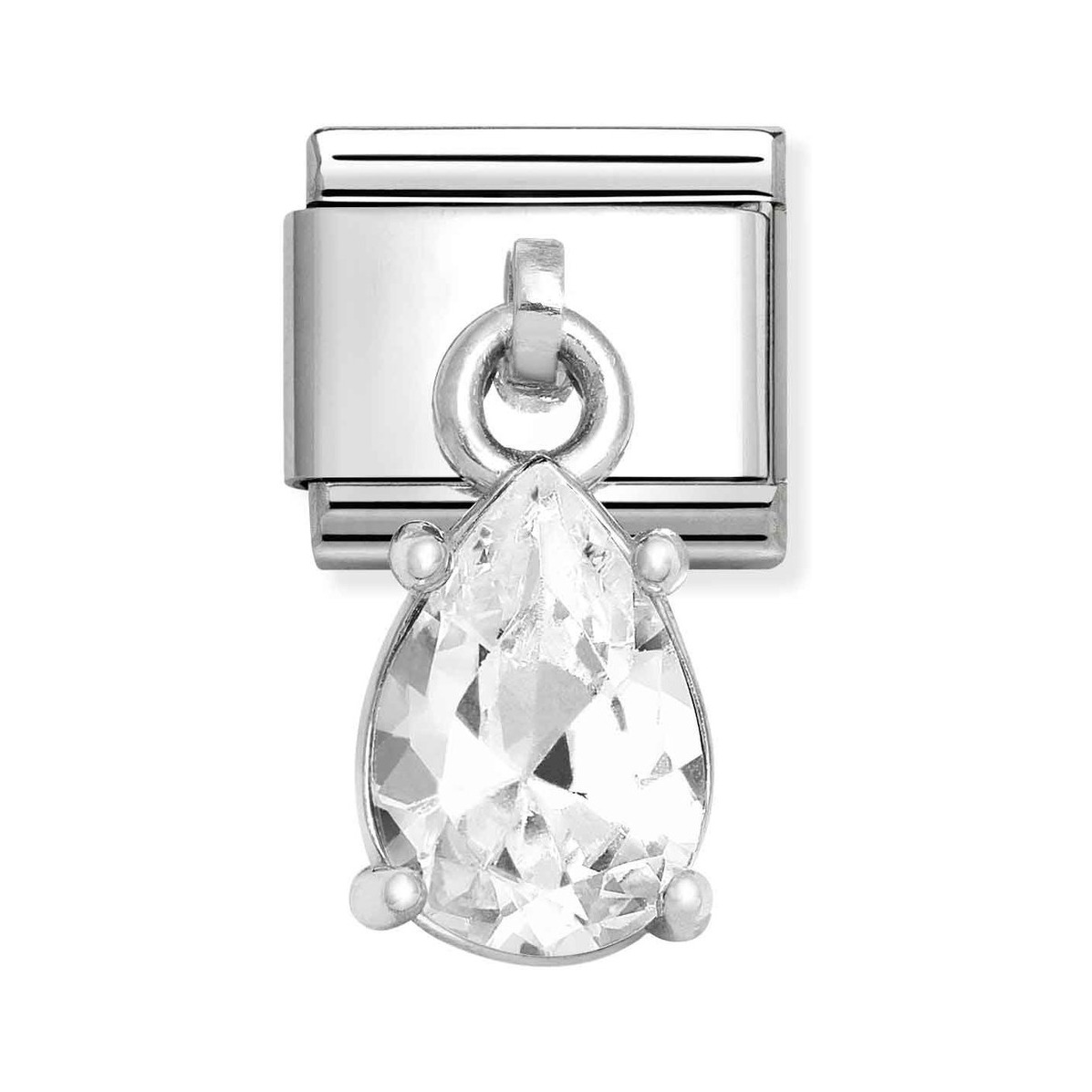 Nomination Composable Classic Charm Tropfen weiß - Edelstahl, Sterling Silber, Zirkonia