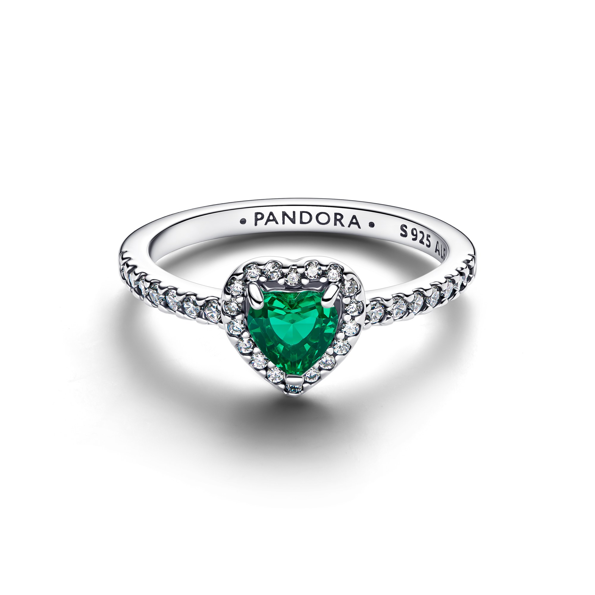 Pandora royalgrüner Herz Ring - Sterling Silber - Kristall – Ansicht 2