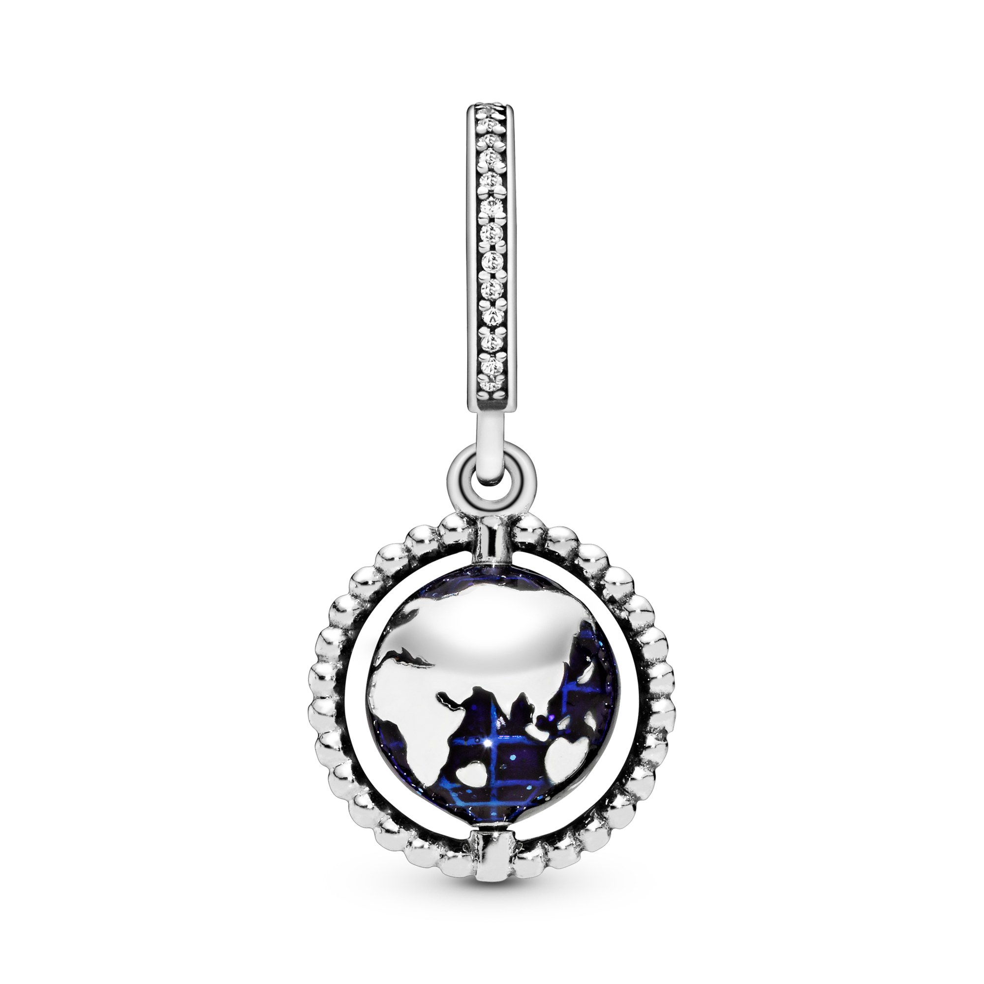 Pandora Globus - Silber Anhänger beweglich - Zirkonia + Emaille - Globe – Ansicht 5