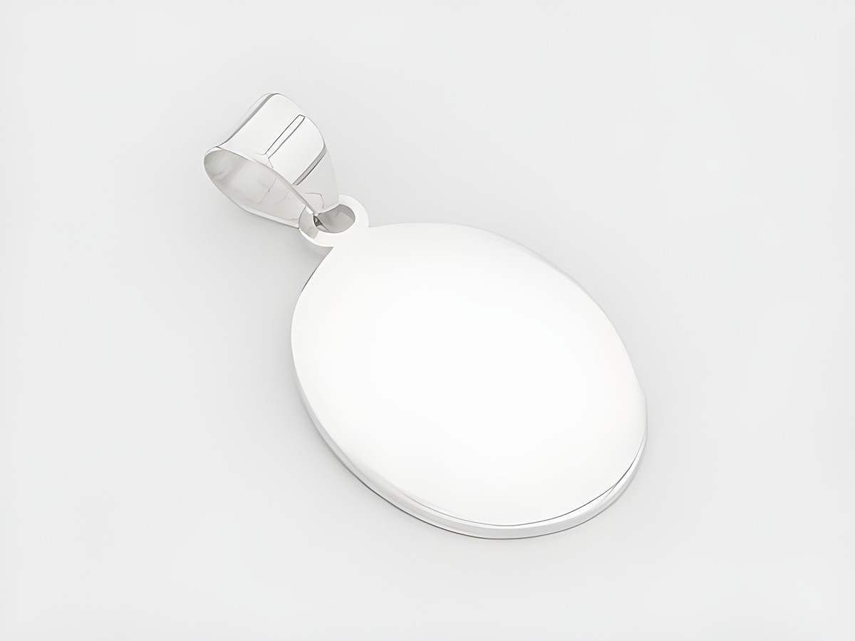 Gravur Platte oval aus Sterling Silber, Hersteller Juwelier Harnisch, schlichtes Design, ideal zum Personalisieren oder als modisches Accessoire.