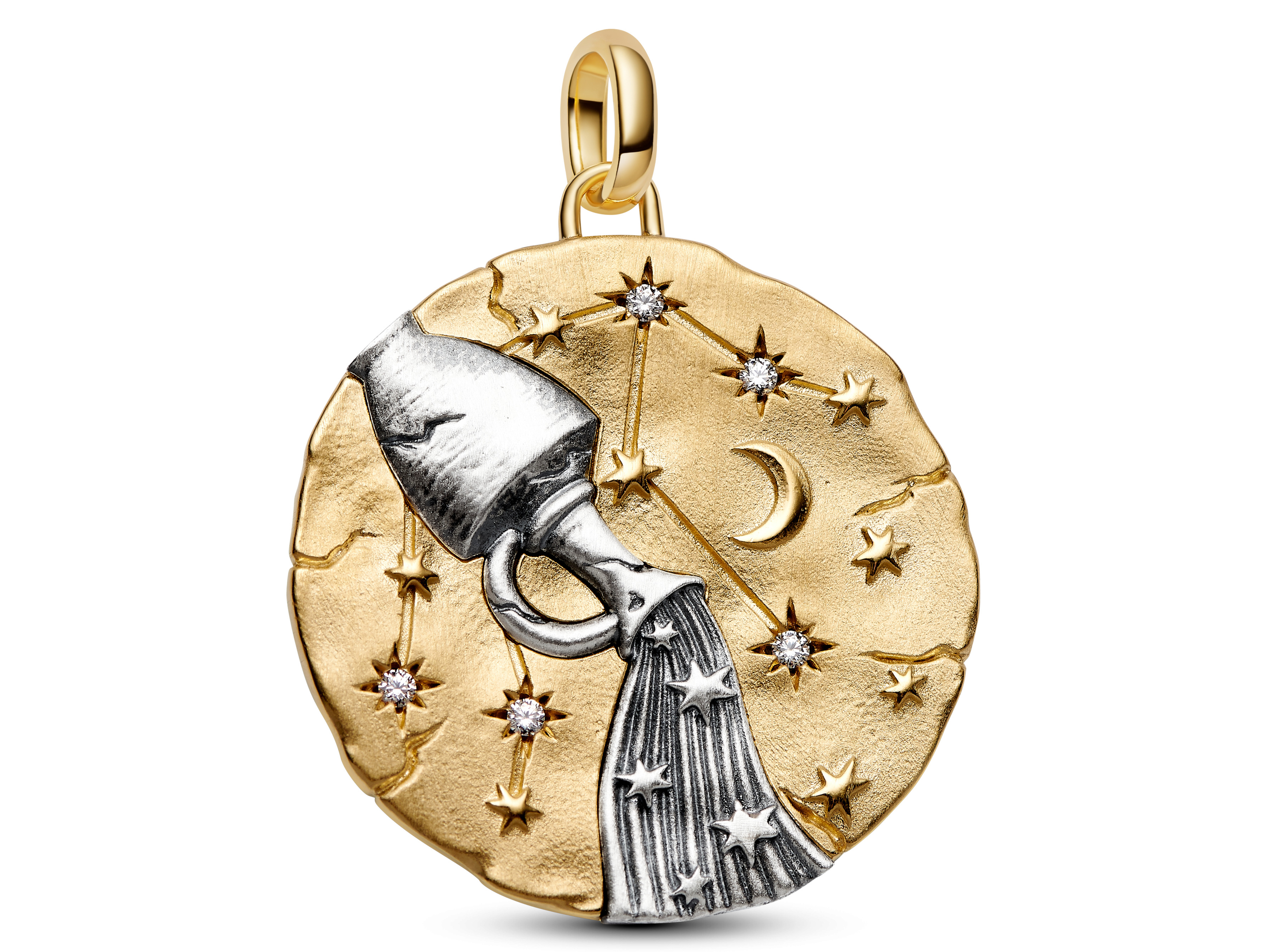Pandora ME 765004C01 - Sternzeichen Wassermann - gr. Anhänger-Charm - Sterling Silber & Gelbgold Vergoldung - 28 mm
