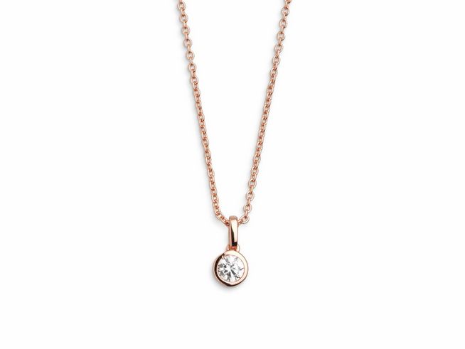 Xenox Sterling Silber Kette XS7283R in Roségold mit Ankerdesign und einem kleinen Anhänger mit funkelndem Stein, ideal für jeden Anlass und elegant im Schmuckstück.