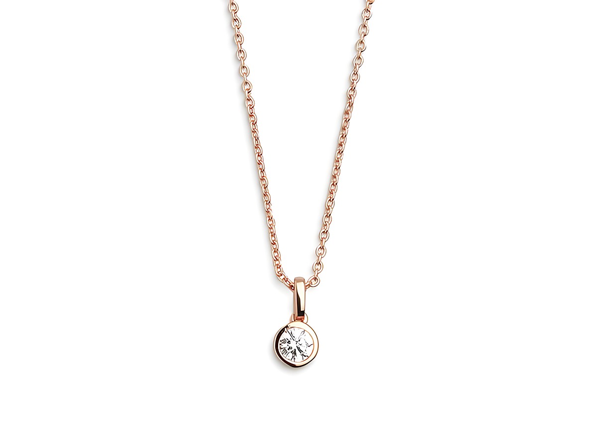 Xenox Sterling Silber Kette XS7283R in Roségold mit Ankerdesign und einem kleinen Anhänger mit funkelndem Stein, ideal für jeden Anlass und elegant im Schmuckstück.