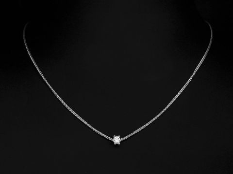 Weißgold Collier Zopf verführerisch Brillant 45 cm 585 Weißgold Hersteller Juwelier Harnisch besonders Design elegant und zeitlos präsentiert auf schwarzem Hintergrund.