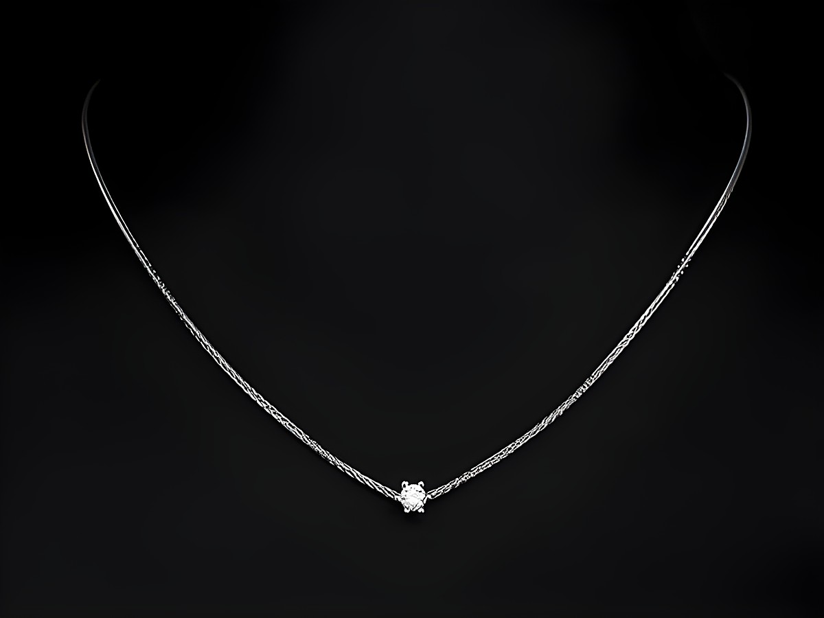 Weißgold Collier Zopf verführerisch Brillant 45 cm 585 Weißgold Hersteller Juwelier Harnisch besonders Design elegant und zeitlos präsentiert auf schwarzem Hintergrund.