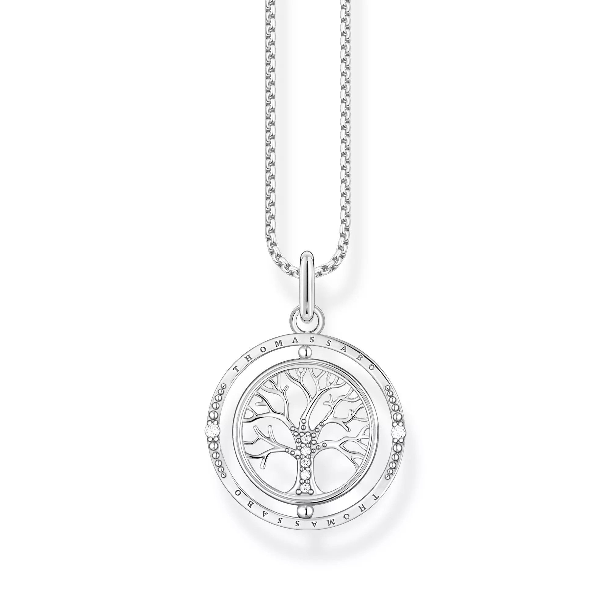 Thomas Sabo Kette Lebensbaum Sterling Silber geschw. - Zirkonia - 45 cm verstellbar