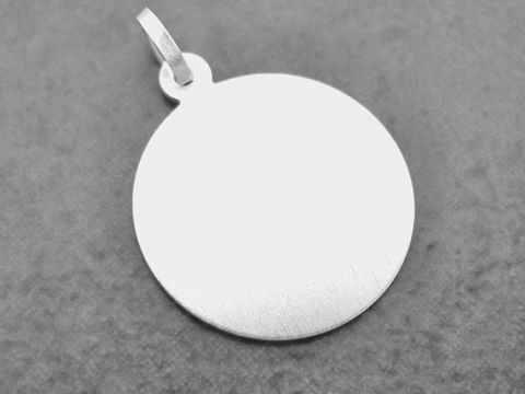 Silber Anhänger - 21,3 mm - Gravurplatte - mattiert und poliert - rund, Hersteller: Juwelier Harnisch, schlicht und zeitlos, ideal für individuelle Gravuren.